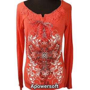 Graphic Lace-Trim Thermal Henley — Ransom